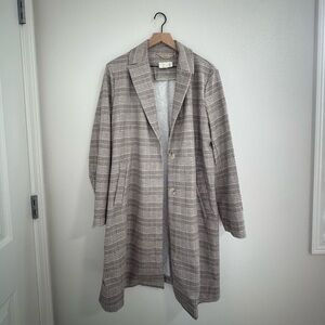 Joie Plaid Tan/Grey Trench Coat